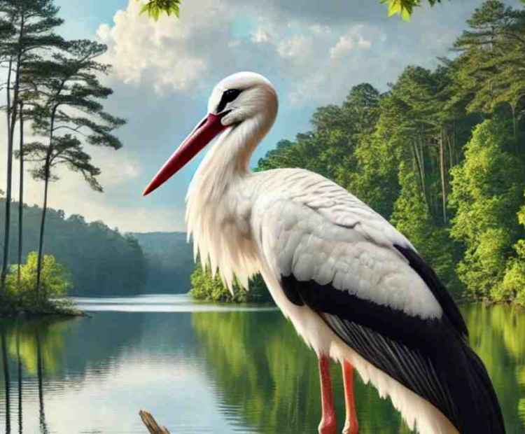 A prehistoric-looking bird spotted at a lake, its massive size and appearance resembling ancient creatures.