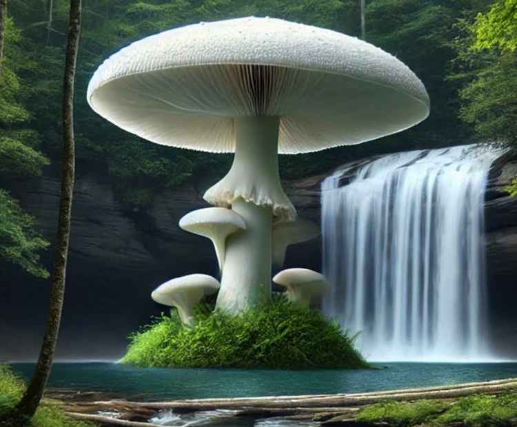 A mind-blowing mushroom discovery near Hanging Rock Waterfalls, standing tall in the forest.